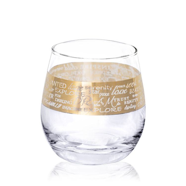 Customized LOGO New fashion Wine glass gift with gold and silver printing