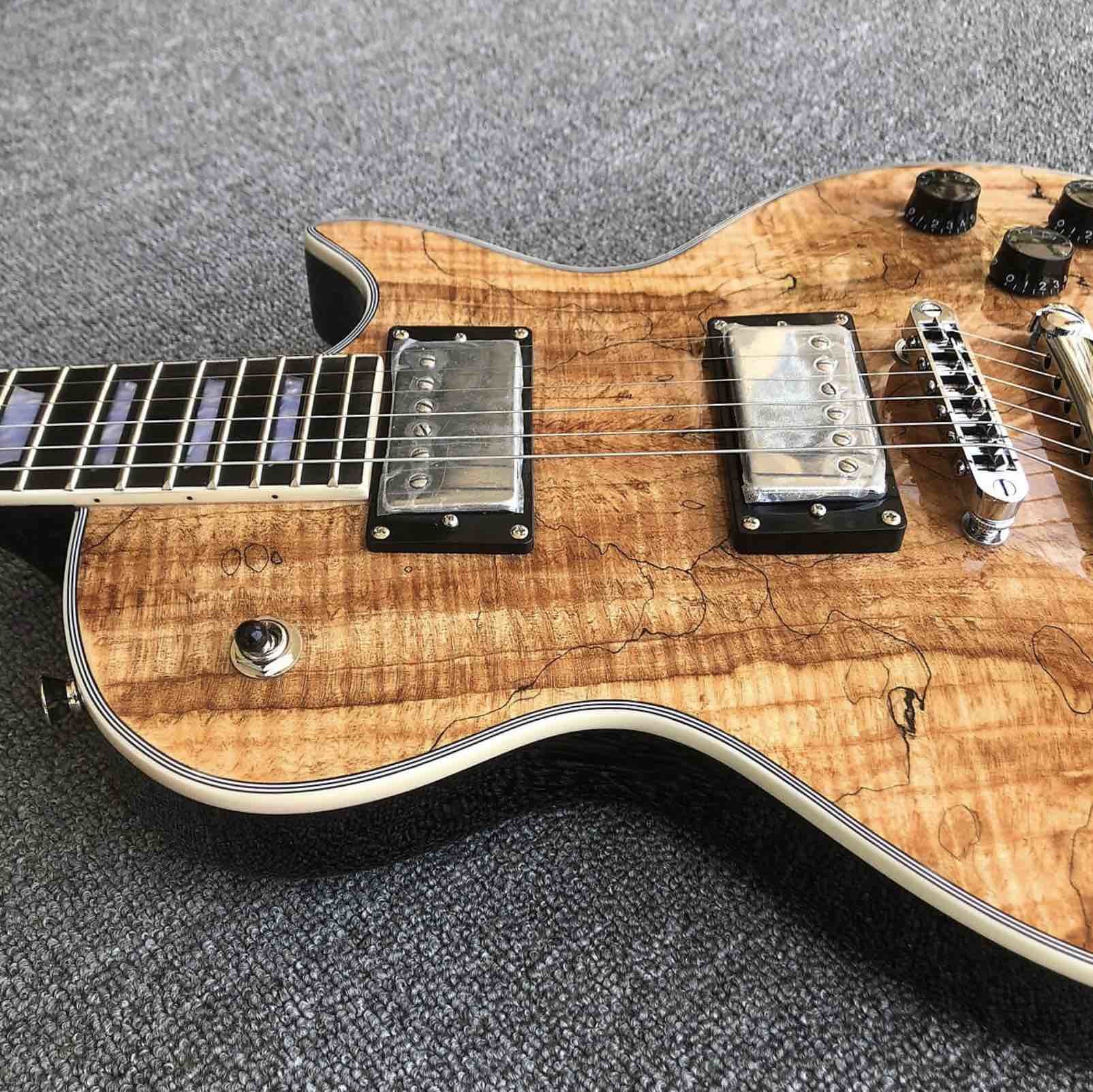Top quality Grand Natural Maple top Electric Guitar, Solid Mahogany Body 6 strings Guitarra Gloss finish