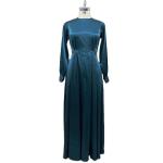 Turkey Arab Oman Elegant Satin Dress Long Sleeve For Women Muslim