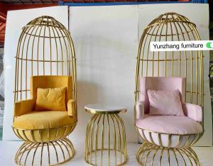 Quality Comfortable Metal Gold Birdcage Chair Stainless Steel For Hotel Banquet wholesale