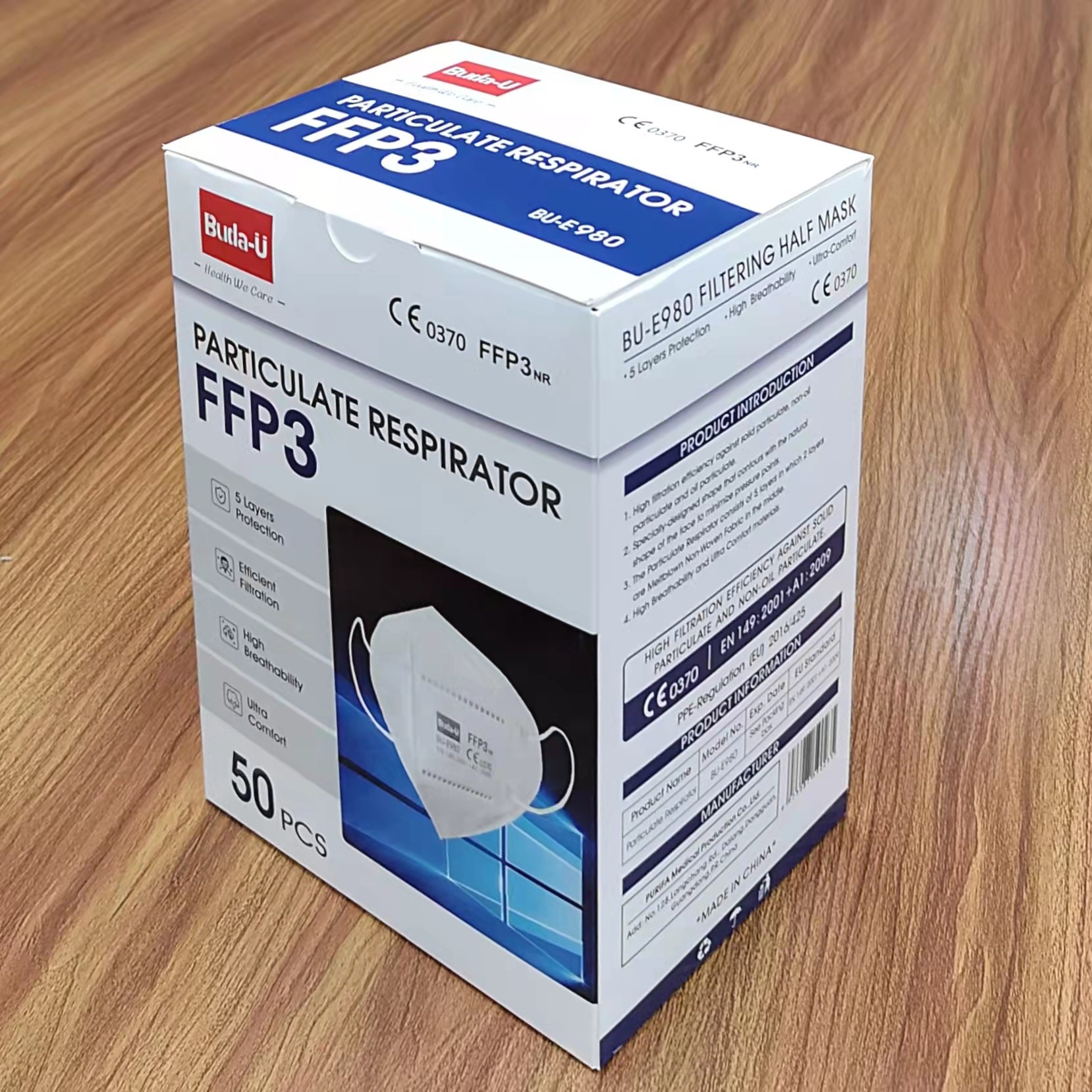 High Breathability 5 Layer FFP3 Face Mask FDA Approved