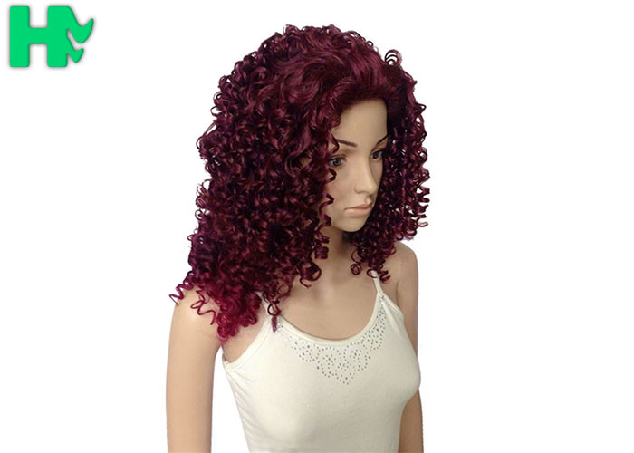 Body Wave Wine Red Long Synthetic Wigs Afo Kinky Curly 18 inches