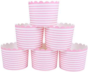Quality Pink Stripe Cake Dessert Paper Non Stick Baking Cups wholesale