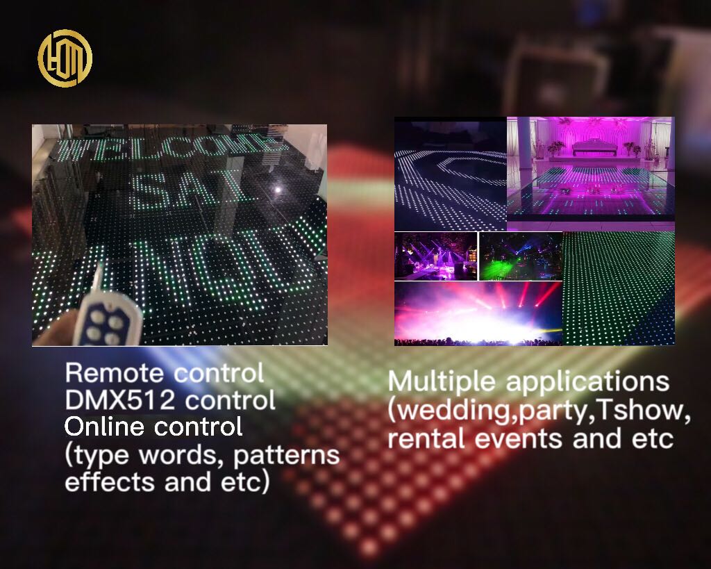 Colorful LED Video Dance Floor Tiles for Stage Disco DJ KTV Night Event IP55 60*60*6cm