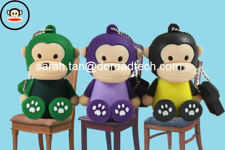 Original A Grade Chipset Customized Cute Monkey PVC Cartoon USB Flash Drives