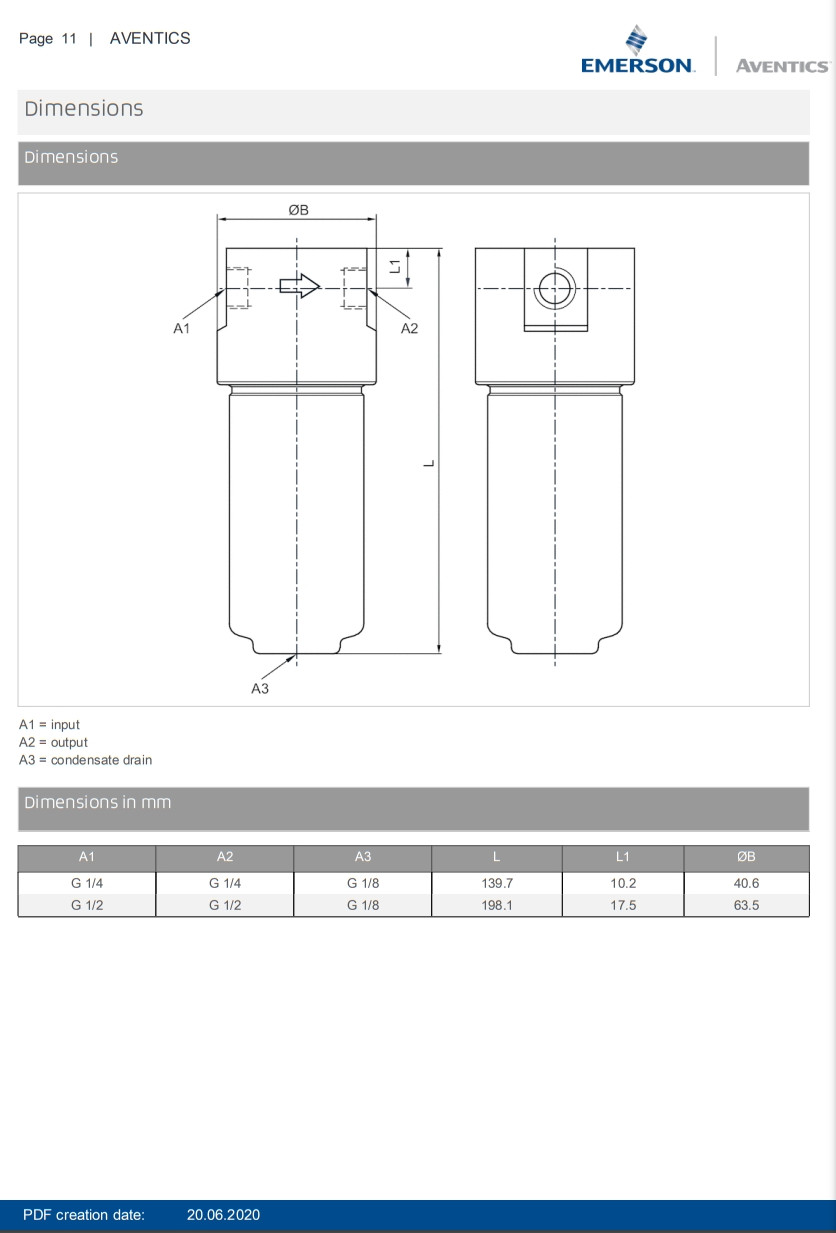 AVENTICS Microfilter Series MH1–FLC–R432034654 Filtration Solution Semi Automatic