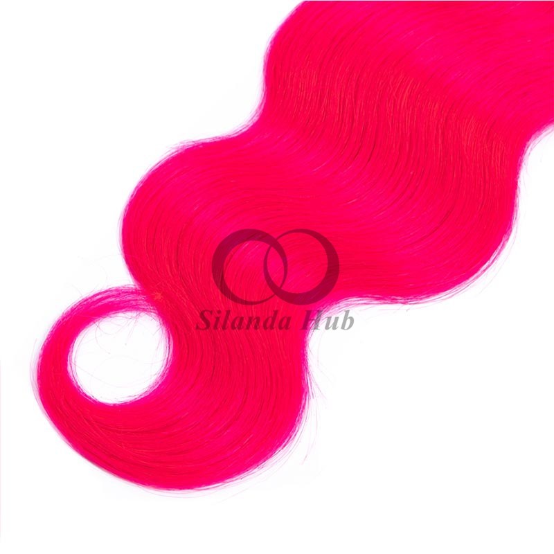 #T1B/Pink Body Wave Remy Human Hair Bundles Sew In Weave Bundles Brazilian Bundle Deals