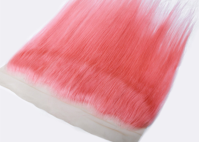 Custom Pink Ear To Ear Swiss Lace Top Closure / Frontal Closure Weave