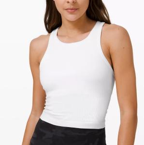 Quality Y Back Yoga Training Seamless Racerback Crop Tank Top 230gsm wholesale