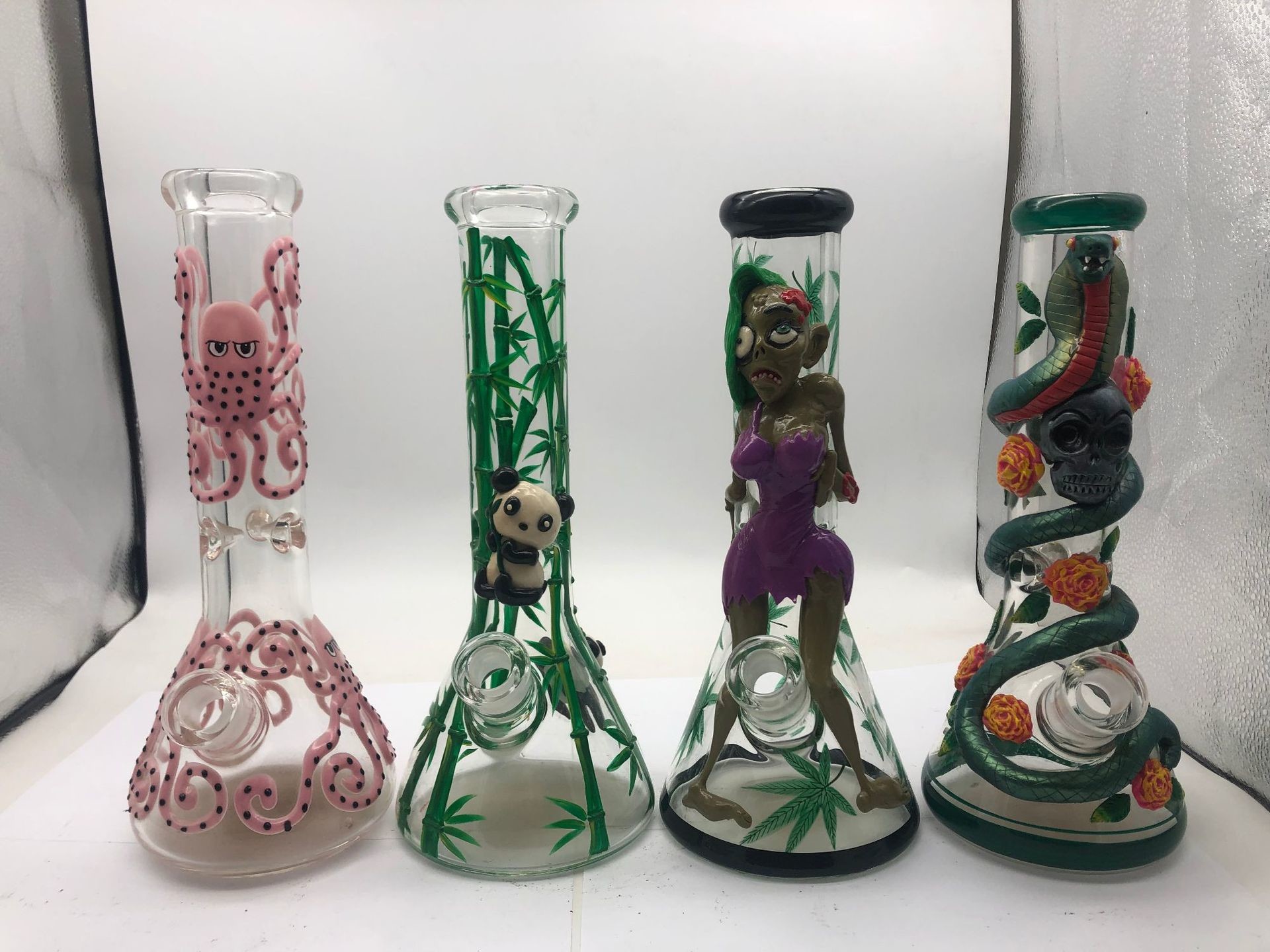 OEM ODM 14inch Water Pipe Bubbler Glass Hookah Bongs With Ice Catcher