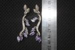 Luxurious wedding jewelry AAA cubic zircon earrings, daisy amethyst metal