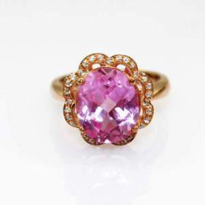 Quality 18k Rose Gold Plated 925 Silver Ring with Pink Cubic Zircon (R190) wholesale