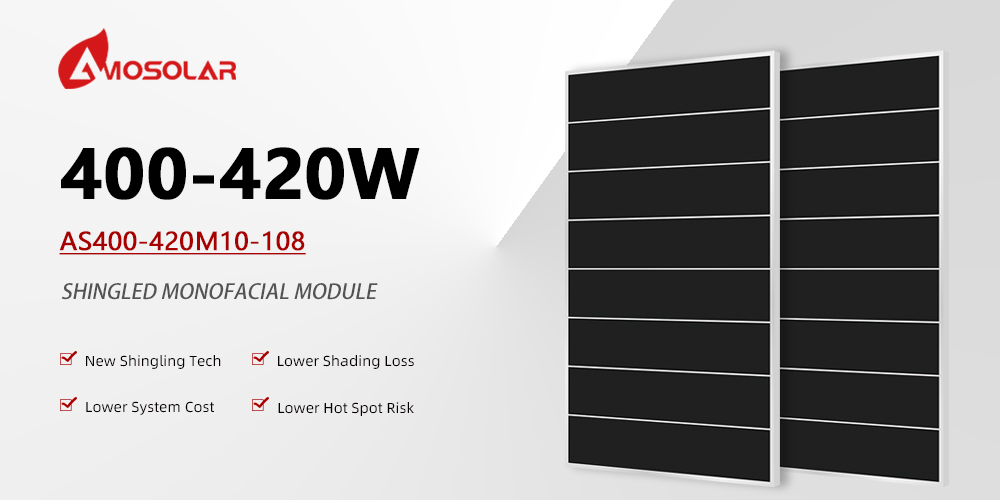Amosolar 0BB 182mm 420W 435W 440W 570W Europe Shingled Solar Panels for Home System