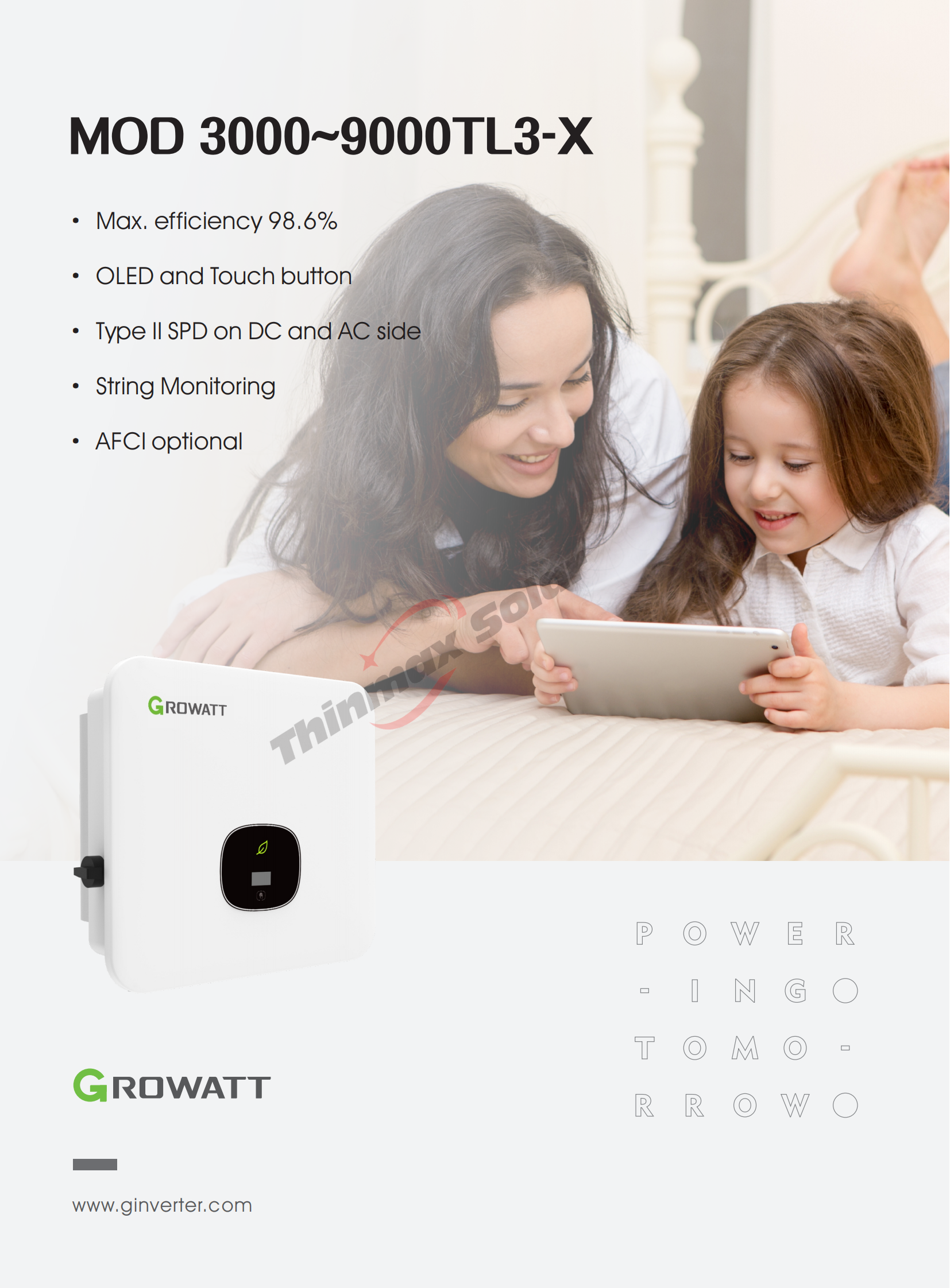 Growatt MOD 3000TL3-X Three Phase 3kw 4kw 5kw 6kw 7kw 8kw 9kw on Grid Solar Power Inverter Factory Price
