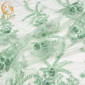 Quality Symmetrical Bridal Embroidered Lace Fabric / Lace Material For Wedding Dresses wholesale