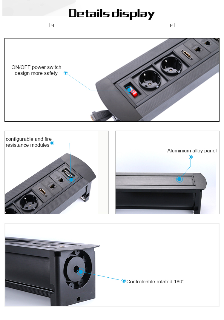 Office Conference Hidden Boardroom Table Power Outlets 110V-240V