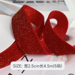 Shinny Glitter Velvet Ribbon 6mm-38mm Deep Red Velvet Ribbon Soft