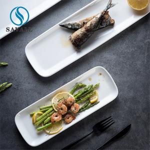 Quality Rectangle Plain Bright White Savall Porcelain Plates Dishwasher Safe wholesale
