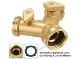 3/4 In Brass Water Hose Y Valve , JIS 2 Way Hose Splitter