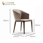 Removable Armrest European Style Dining Chair 62cm Width Solid Wood Legs
