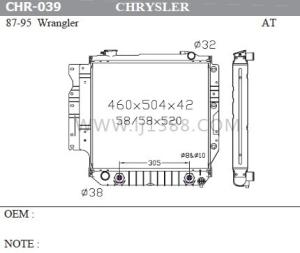 Quality Chrysler Engine Parts 1987-1995 Jeep Wrangler Radiator 42mm Thicknness wholesale
