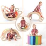 OEM Baby Montessori Rainbow Wooden Climbing Frame