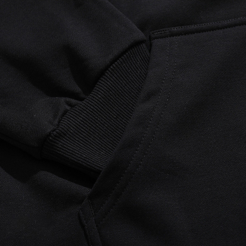 Autumn-Winter Men's Heavy Cotton Hoodie Breathable Pullover with Plain Dyed Technique