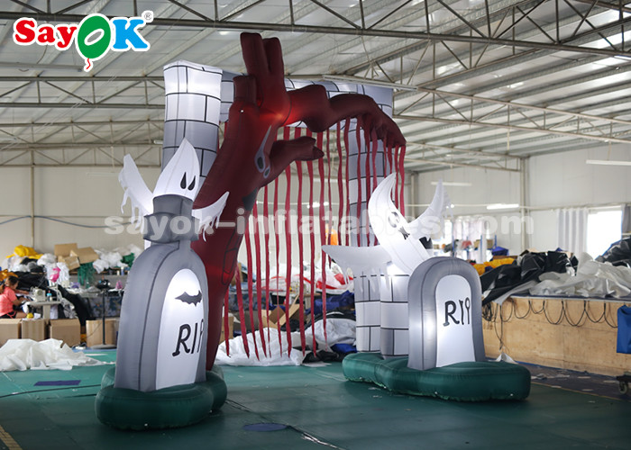 Durable 5*4m Inflatable Holiday Decorations Halloween Entrance Archway With LED Lights