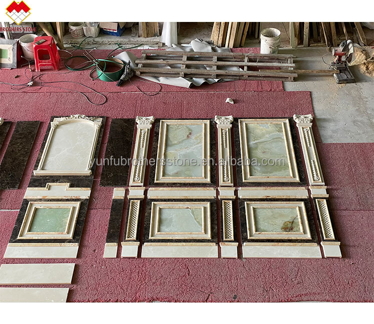 Polished Cream Beige Green Onyx Marble Wall Cladding Modern Design for Villa Background