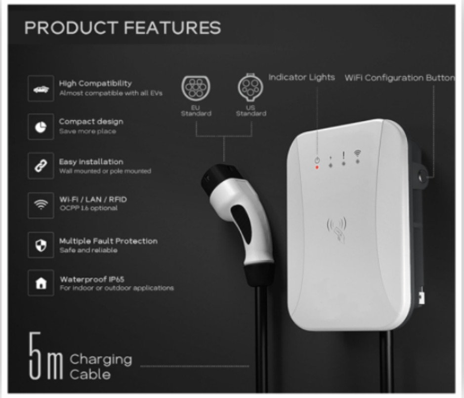 Plug And Play RFID EV Charger AC IP65 For Electric Car Pubilc 11kw 3 Phase Charger