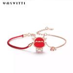 19.5cm 2.9 Gram Sterling Silver Jewelry Bracelets Heart CZ Red String Bracelet