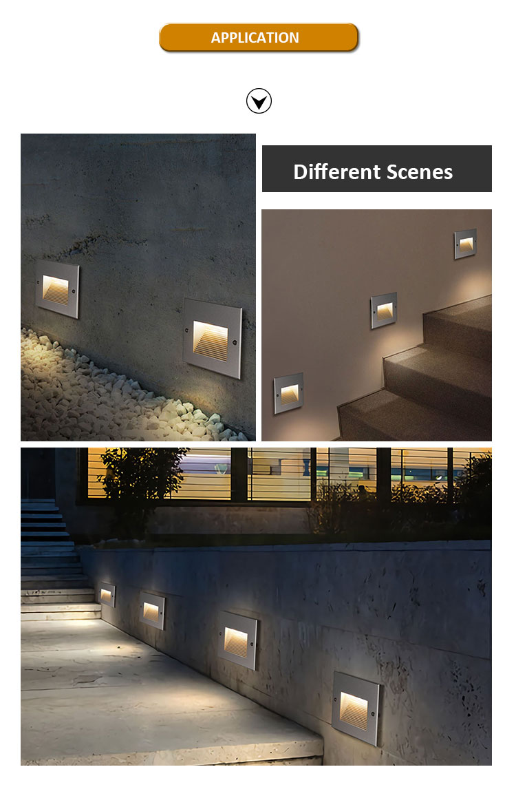 LED Recessed Wall Light IP65 Waterproof Square 12V 220V Voltage Customized Design For Staircase
