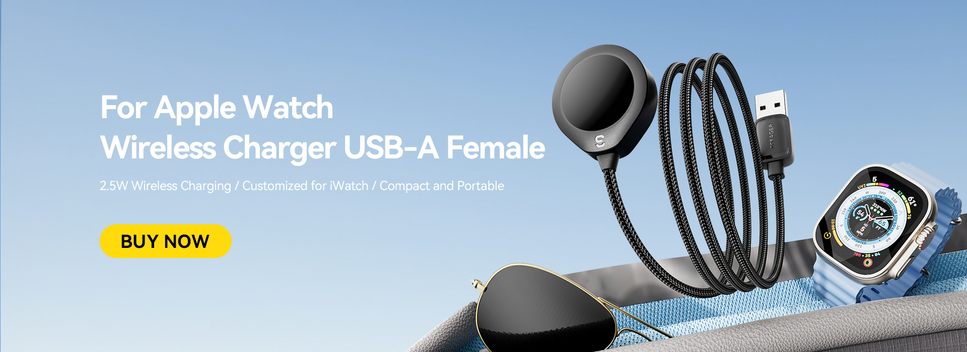 ESSAGER ES-WC14 Series Wireless Watch Charger 5V/2A Input 2.5W MAX