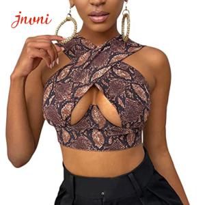Quality Sexy Women's Crisscross Halter Tank Tops Solid Color Sleeveless Cutout Front Wrap Crop Top bra wholesale