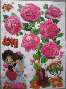 Quality PVC / Vinyl / Paper 3301 50 * 70cm Vinyl 3d Wall Decoration Stickers for Wedding Decoration wholesale