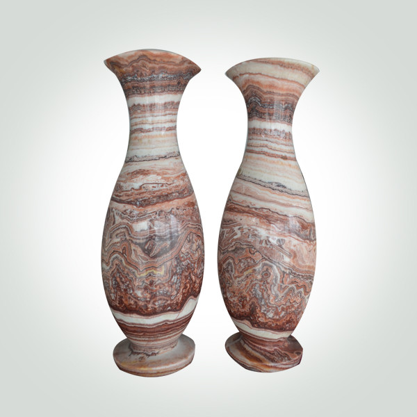 China marble Stone Handicrafts High Brightness Marble Flower Pot Decorative Artwork Customized Shaped / Size
