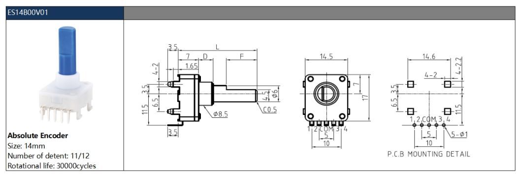 Household Appliances Used 14mm Manual Absolute Rotary Incremental Shaft Encoder