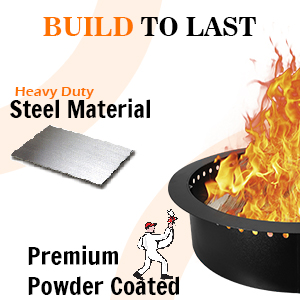 Fire Pit Insert for DIY Campfire Ring Heavy Duty Solid Steel Construction for Outdoor