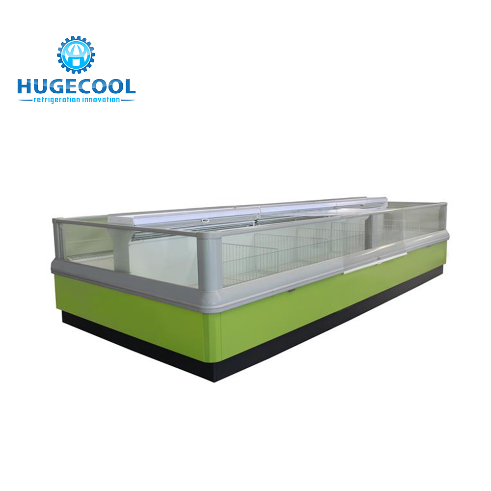 Air Cooled Supermarket Island Freezer Customized Capacity For Meat / Ice Cream