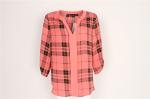 100% Polyester Ladies Plaid Sweatshirts red and black Plaid Pullover Hoodie