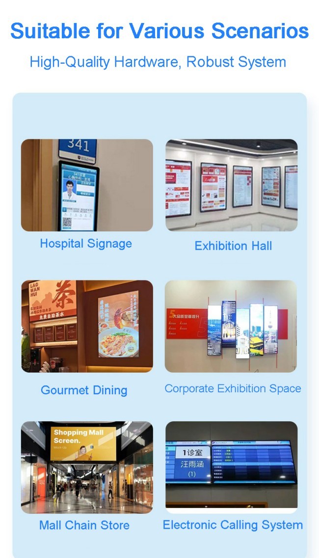 Aluminum Alloy Frame Indoor 4K Lcd Window Display Android Shop Restaurant Menu Advertising Screen