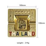 Stylish Portable 100*100MM Gold Color Plated Metal Ashtray Made From Recycled