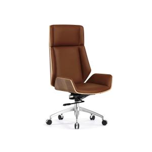 Quality Brown Leather Task Ergonomic Home Office Chairs Leatherette Back ODM wholesale