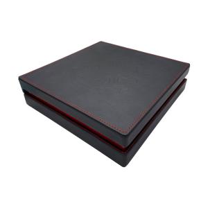 Quality PU Leather One Piece Gift Box Magnetic Packaging Box Black Red Inside Print For Girls Cosmetic wholesale