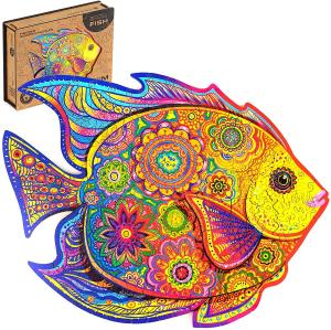 Quality Eco Friendly Magic Animal Wooden Jigsaw Puzzles Shining Fish wholesale
