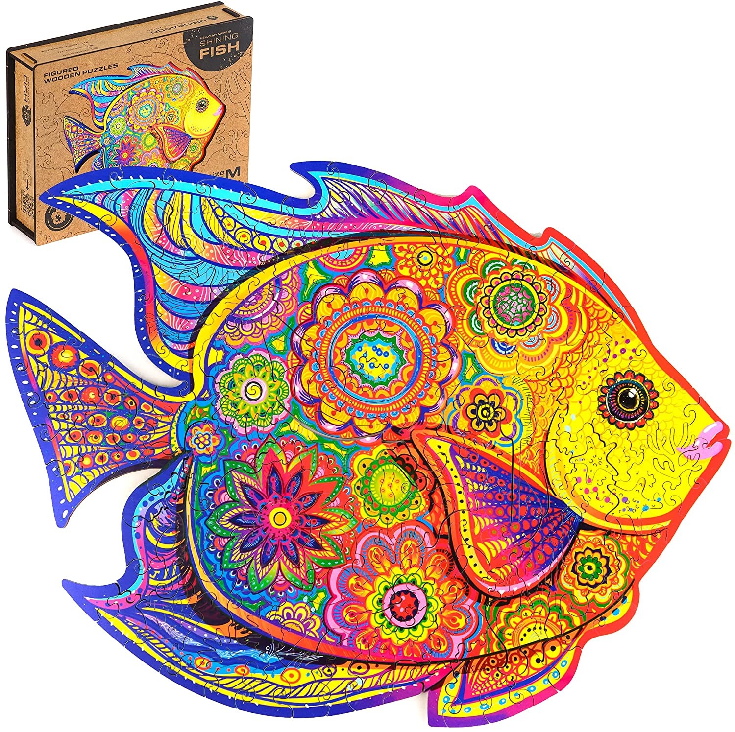 Eco Friendly Magic Animal Wooden Jigsaw Puzzles Shining Fish