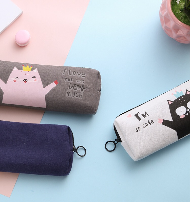 Customized Logo Acceptable Fashion Cartoon Canvas Pen Bag for Junior High School Pupils