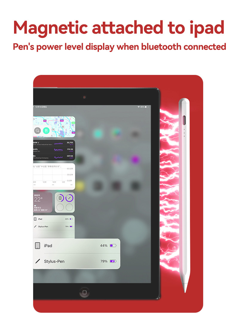 150mAh Battery Active Stylus Pencil with 2048 Levels Pressure Sensitivity