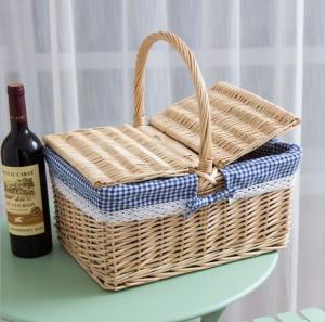 Quality Handmade Natural Willow Wicker Picnic Basket Cheap Lunch Bags Hot sale products Outdoor Lunch Basket wholesale