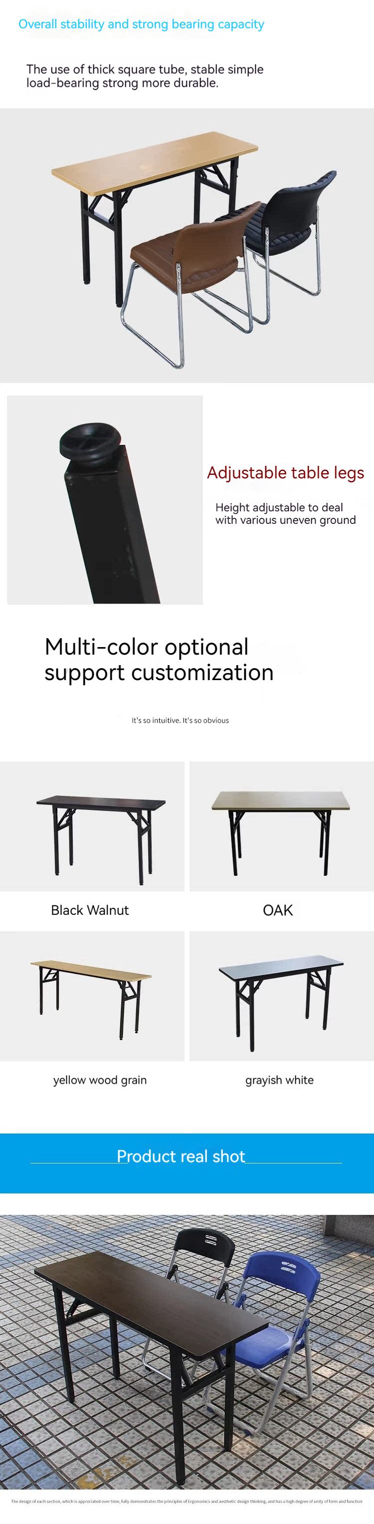 Wood Style PANEL Folding Desk and Chairs for Office Furniture Modern Conference Table